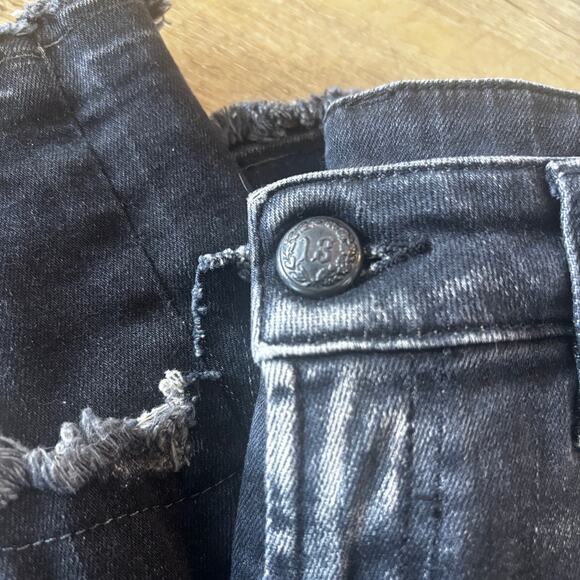 R13 Shredded Hem Black Skinny High Waisted Splatter Jeans Size 30 - Picture 7 of 10